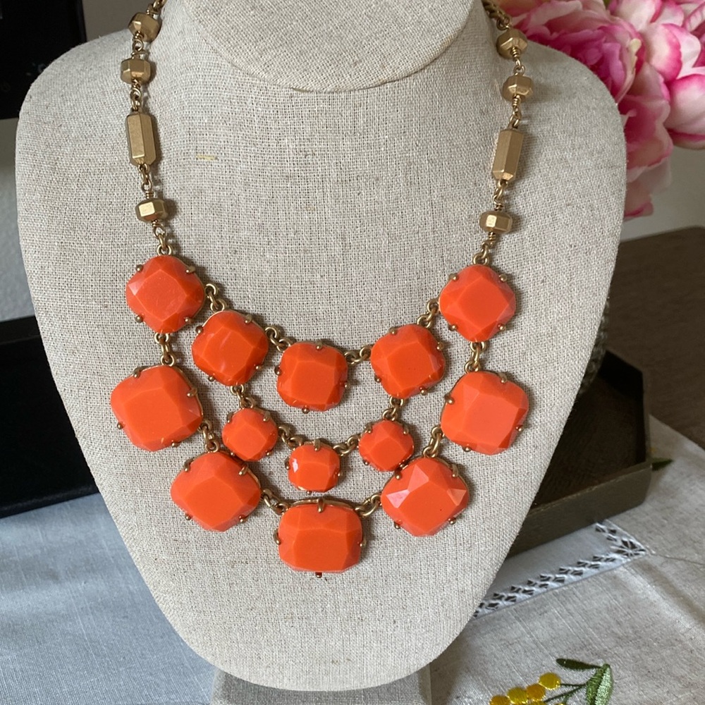 Stella and Dot orange statement necklace.